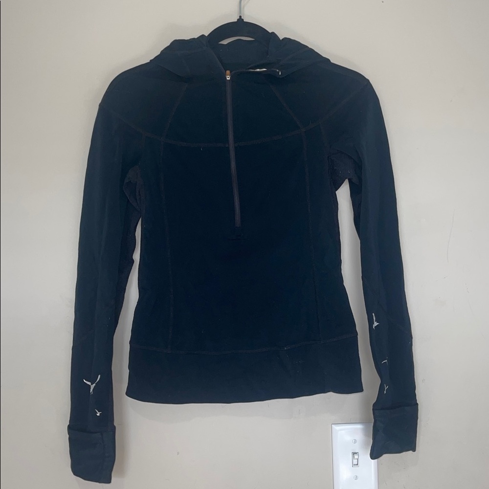 Lululemon Run Spirt Birds in Flight Black Zippered Hoodie Sweatshirt Size 4